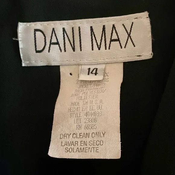 Vintage Dani Max Black Women's 2 Piece Pant Suit - EUC - Size 14 - Picture 9 of 9